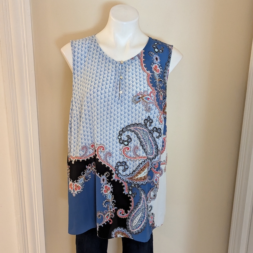J. Jill blue and red print tank top size L
